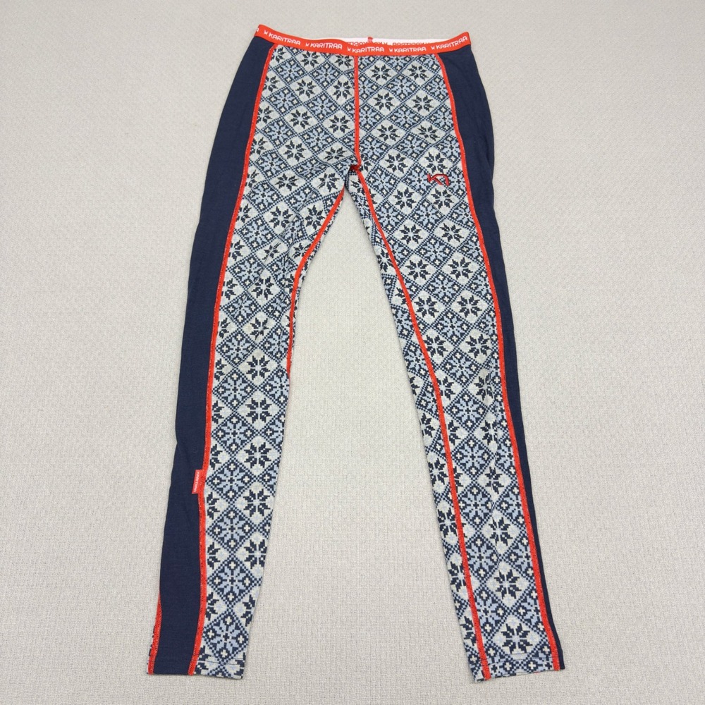 Kar Traa Wool Blend Leggings Womens Medium Geometric Fair Isle Running Hiking
